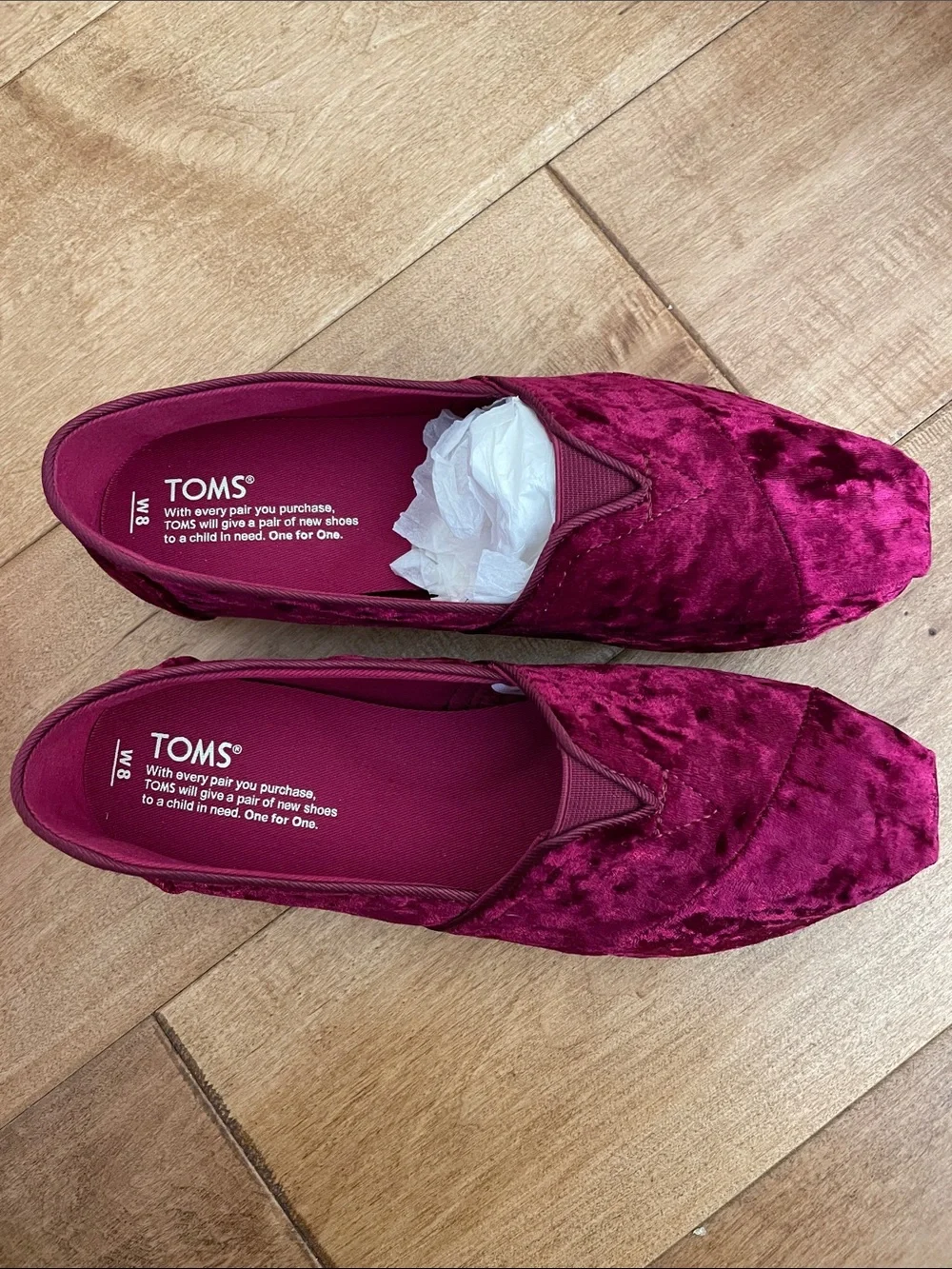 Toms Velvet Slip-On Flats - Picture 2 of 7